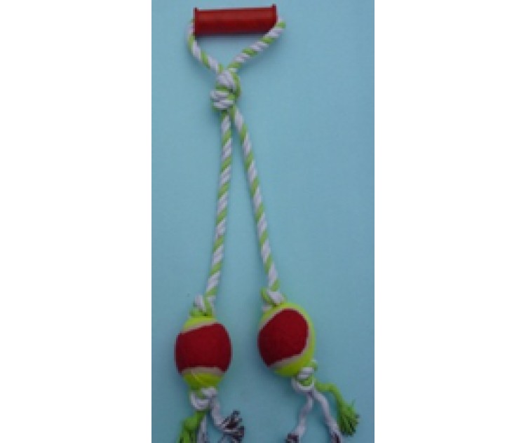 Rope Pull Toy - Handle & 2 Balls